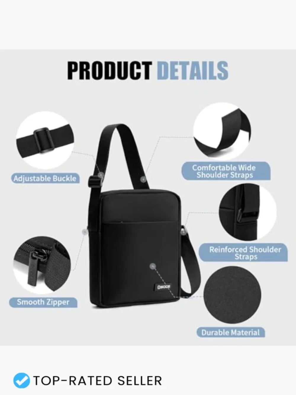 Messenger Bag Crossbody Shoulder Bag Slim Business Design Men's Nylon